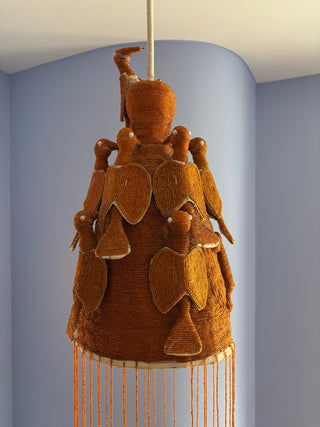 BEADED YORUBA CROWN PENDANT LAMP 3