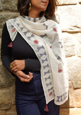 Hourglass Merino Cotton Stole (Square)