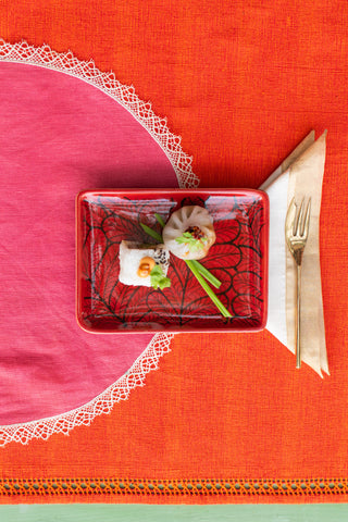 Bold Leaves - Rectangular Tapas Plate - Red