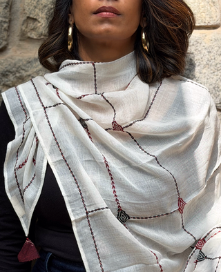 Diamond Square Merino Cotton Stole (Square)