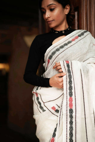 Floral  Linen Saree