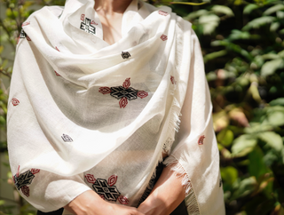 Wild flower2 Merino Cotton Stole (Medium)