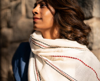 Stripes Merino Cotton Stole (Medium)