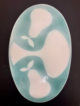 Green Decanter & Pear - Medium Oval Platter