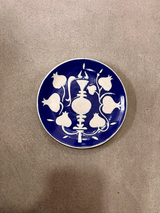 Pomegranate & Vase - B&B Plate - Cobalt Blue
