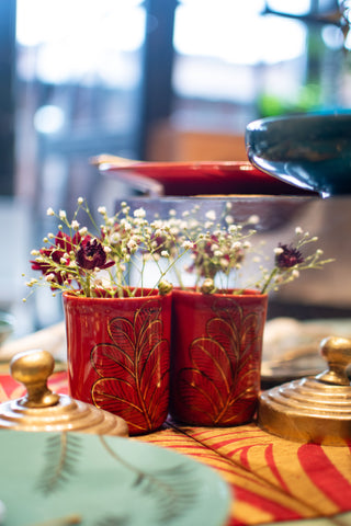 Bold Leaves - Baby Tumbler - Red