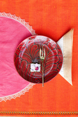 Bold Leaves - Dessert Plate - Red
