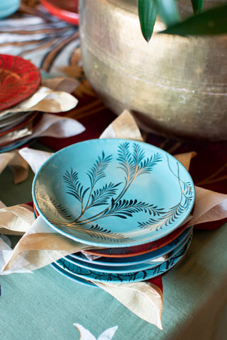 Fern Leaf - Dessert Plate - Pond Blue