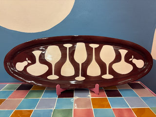 Wineglass, Pear & Decanter - Serving Platter - Deep Purple