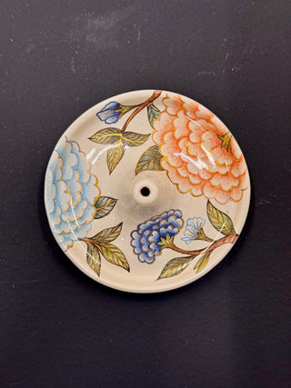 Floral - Incense Holder with Gold Lustre