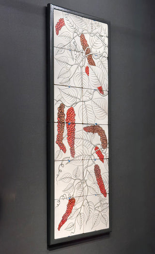 Mirchi Plant - Left Side Botanical Tile Panel