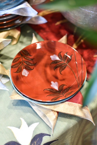 White Flower -  Snack Plate - Red