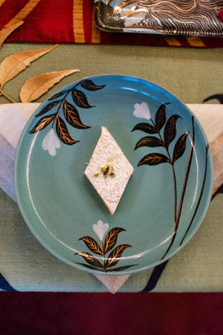 White Flower - Snack Plate - Pond Blue