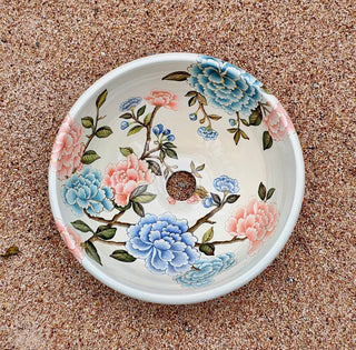 Floral Wash Basin with Gold Lustre